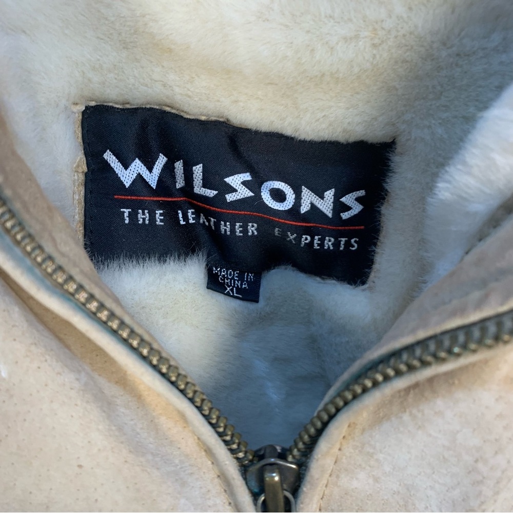 Wilson’s VTG 90s y2k Cropped Suede Leather Faux Fur Lined Jacket Tan - Picture 7 of 16